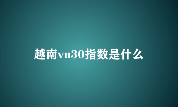 越南vn30指数是什么