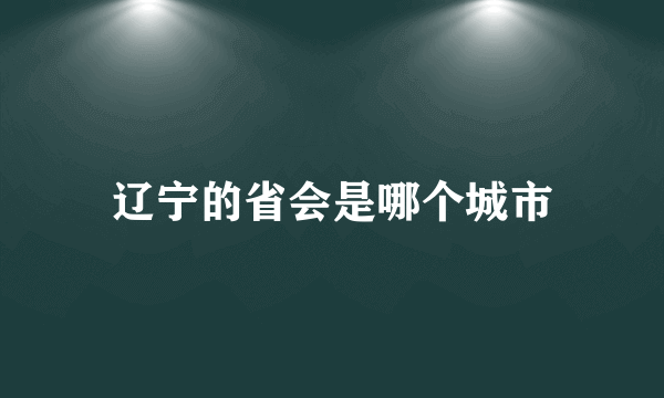 辽宁的省会是哪个城市