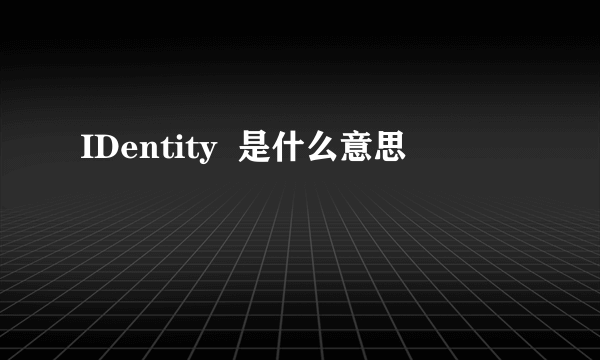 IDentity  是什么意思