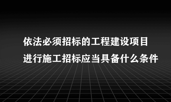 依法必须招标的工程建设项目进行施工招标应当具备什么条件