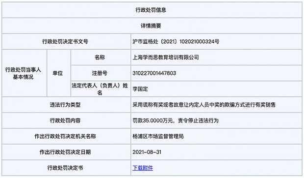 上海学而思被罚35万，究竟是为何？