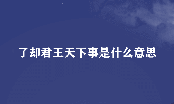 了却君王天下事是什么意思