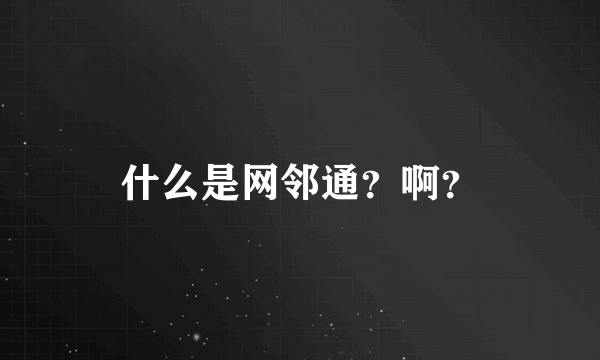 什么是网邻通？啊？