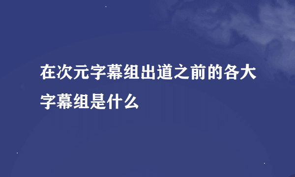 在次元字幕组出道之前的各大字幕组是什么