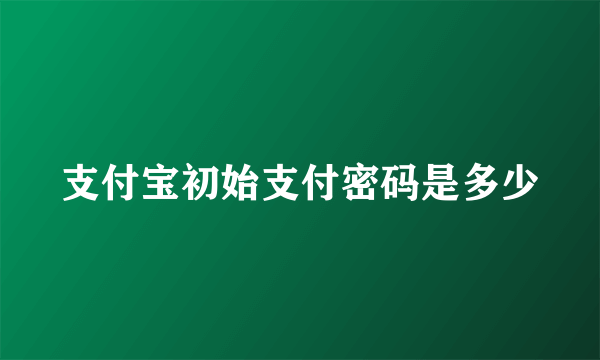 支付宝初始支付密码是多少