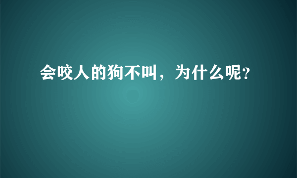 会咬人的狗不叫，为什么呢？