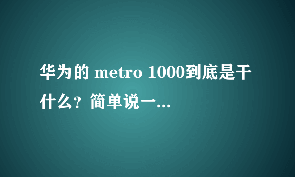 华为的 metro 1000到底是干什么？简单说一下怎么接？