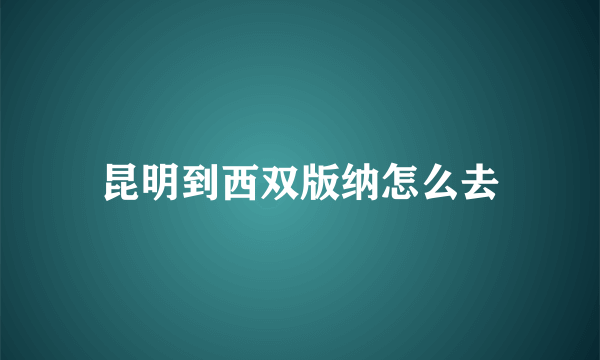 昆明到西双版纳怎么去