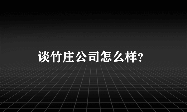 谈竹庄公司怎么样？