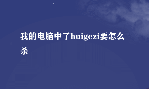 我的电脑中了huigezi要怎么杀