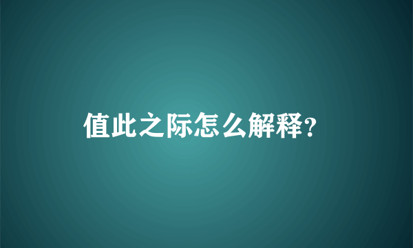 值此之际怎么解释？