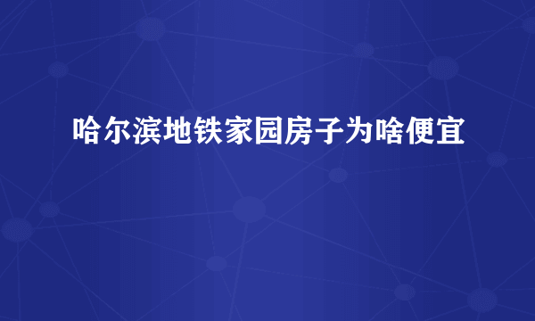 哈尔滨地铁家园房子为啥便宜