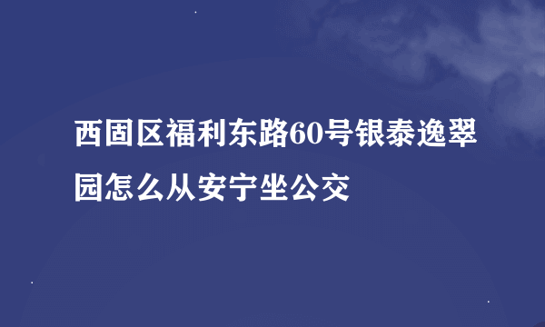 西固区福利东路60号银泰逸翠园怎么从安宁坐公交