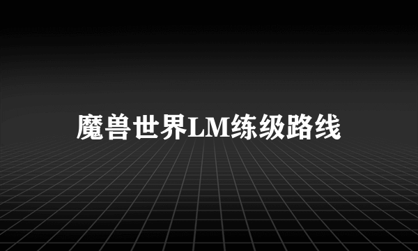 魔兽世界LM练级路线