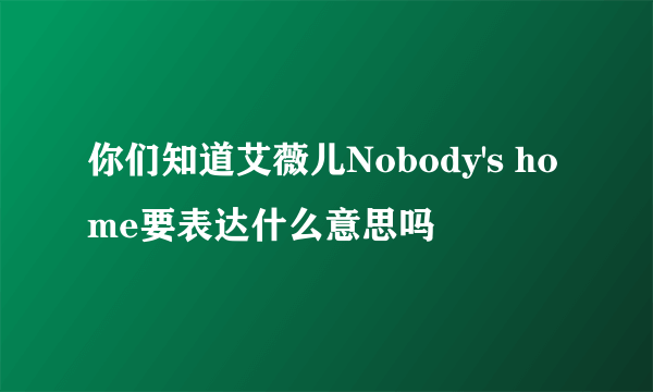 你们知道艾薇儿Nobody's home要表达什么意思吗