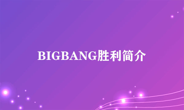 BIGBANG胜利简介