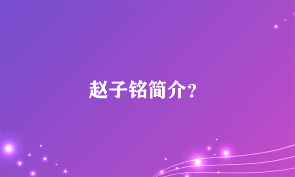 赵子铭简介？