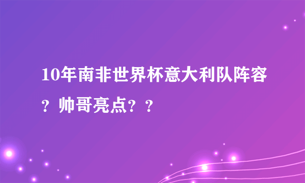 10年南非世界杯意大利队阵容？帅哥亮点？？