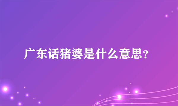 广东话猪婆是什么意思？