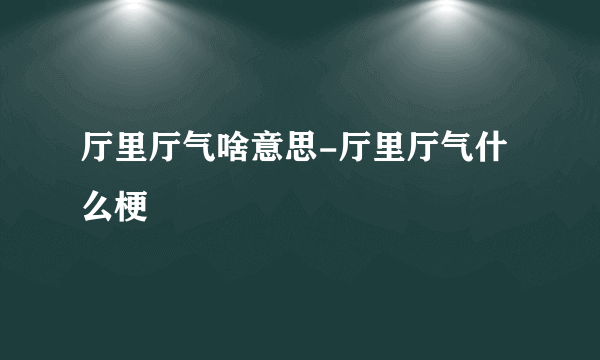 厅里厅气啥意思-厅里厅气什么梗