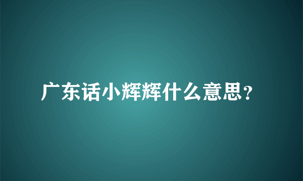 广东话小辉辉什么意思？