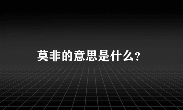 莫非的意思是什么？