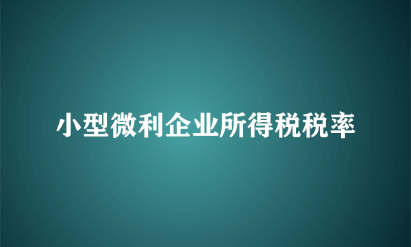 小型微利企业所得税税率