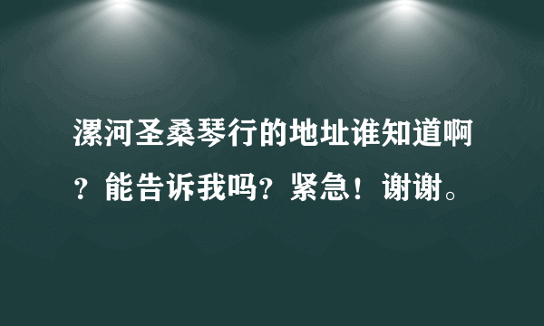 漯河圣桑琴行的地址谁知道啊？能告诉我吗？紧急！谢谢。