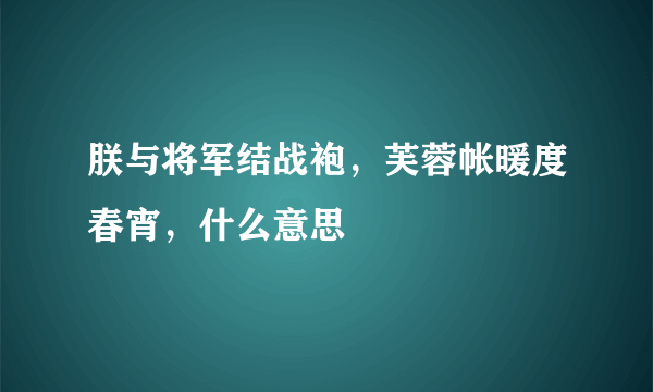 朕与将军结战袍，芙蓉帐暖度春宵，什么意思