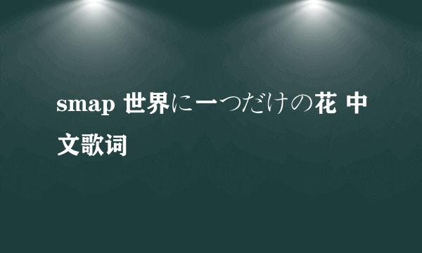 smap 世界に一つだけの花 中文歌词