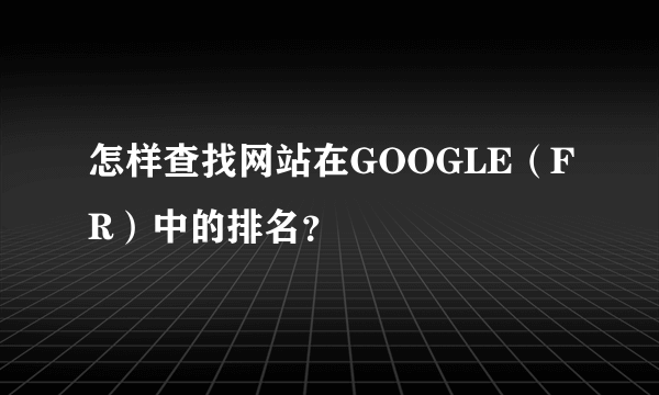 怎样查找网站在GOOGLE（FR）中的排名？