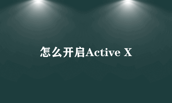 怎么开启Active X