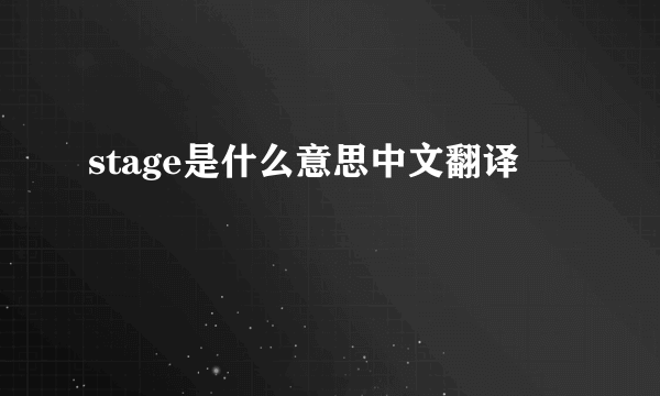 stage是什么意思中文翻译