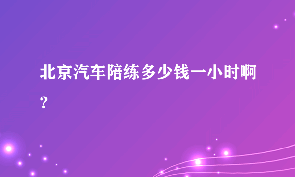 北京汽车陪练多少钱一小时啊？