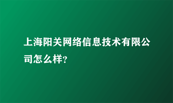 上海阳关网络信息技术有限公司怎么样？