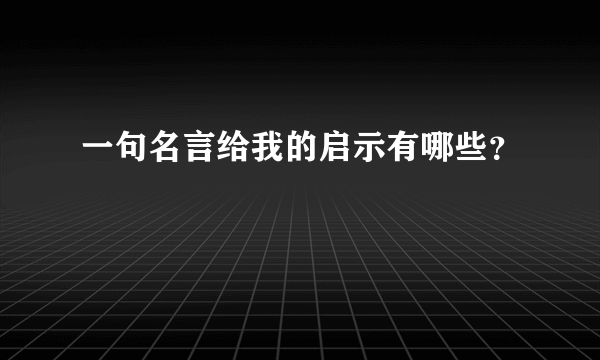 一句名言给我的启示有哪些？