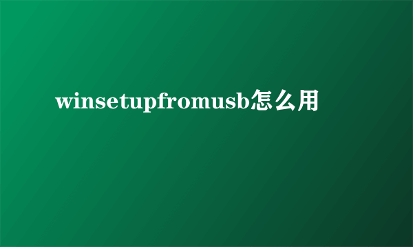 winsetupfromusb怎么用