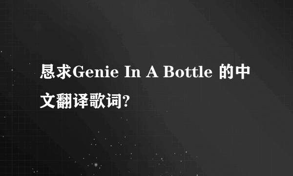 恳求Genie In A Bottle 的中文翻译歌词?