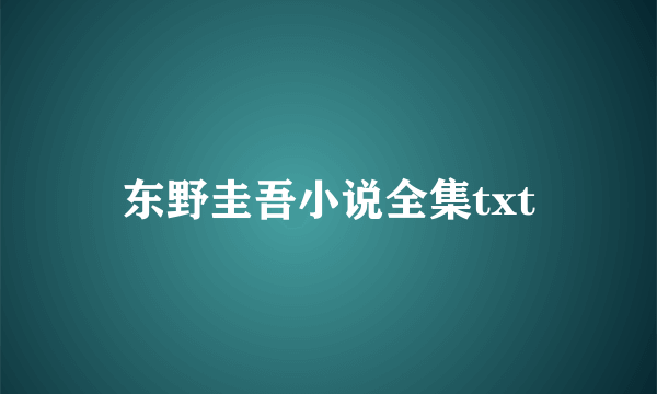 东野圭吾小说全集txt