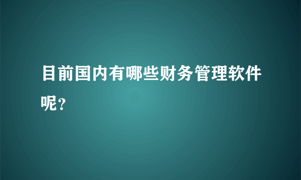 目前国内有哪些财务管理软件呢？