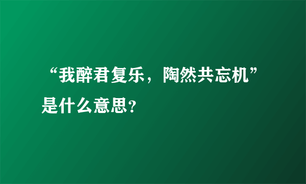 “我醉君复乐，陶然共忘机”是什么意思？