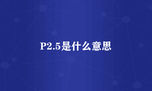 P2.5是什么意思