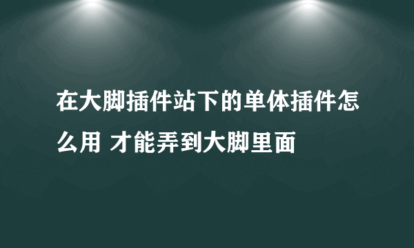 在大脚插件站下的单体插件怎么用 才能弄到大脚里面