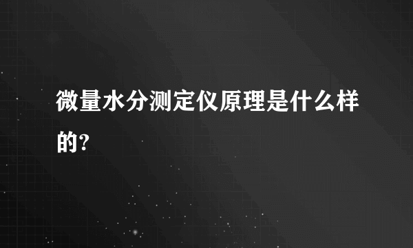 微量水分测定仪原理是什么样的?