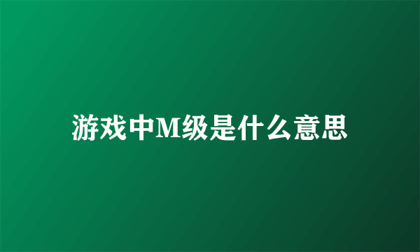 游戏中M级是什么意思