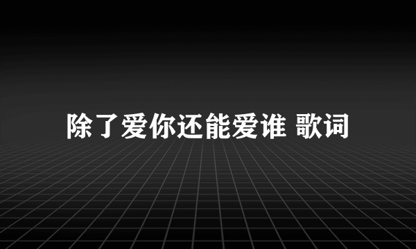 除了爱你还能爱谁 歌词