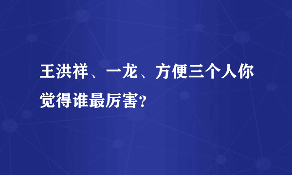 王洪祥、一龙、方便三个人你觉得谁最厉害？