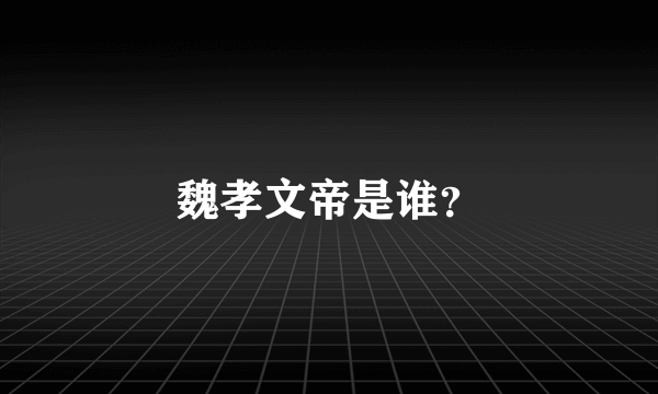 魏孝文帝是谁？