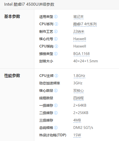 英特尔i7-4500U处理器的性能相当于i5的哪个系列？