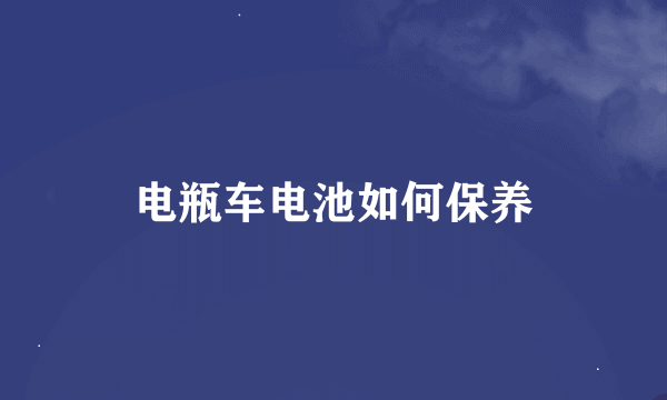 电瓶车电池如何保养